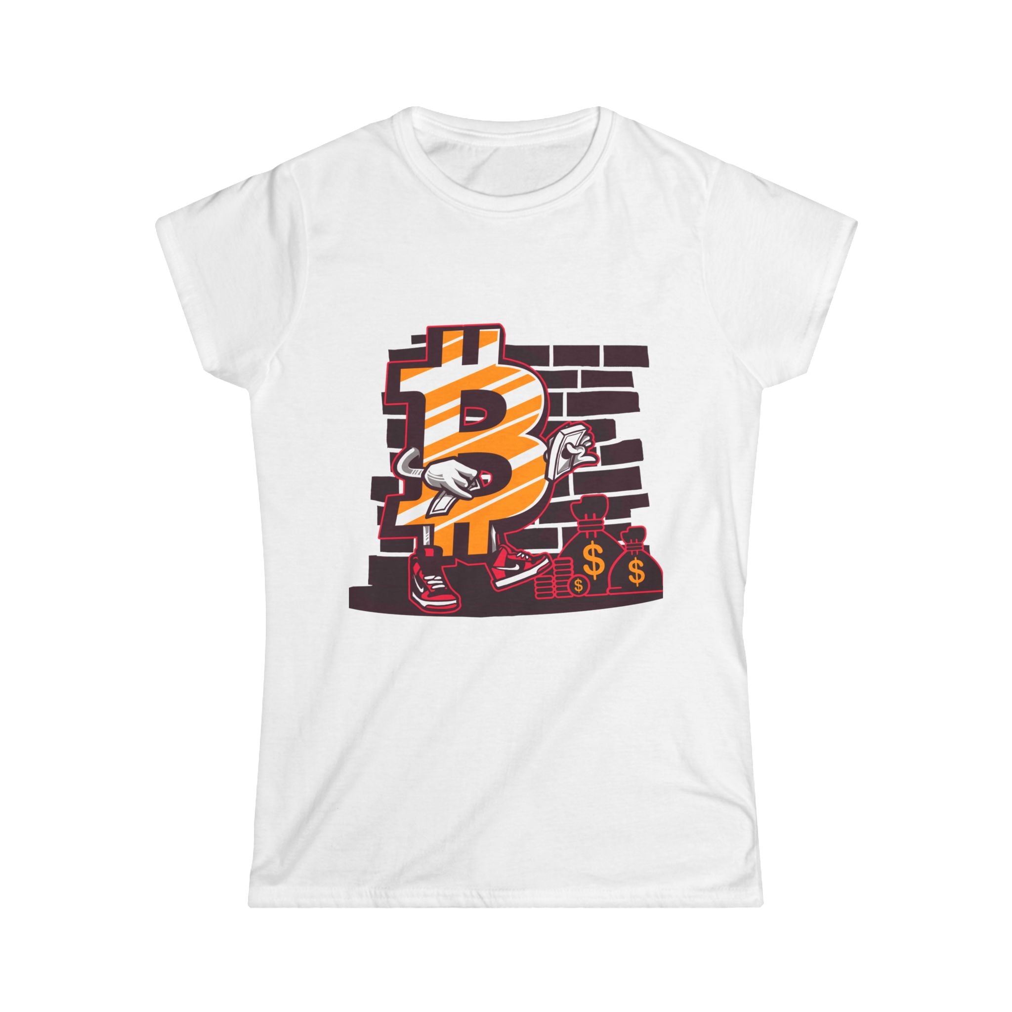 Bitcoin Street Style Women's Tee, Crypto Fashion Shirt, Trendy Softstyle Top, Gift for Tech Enthusiasts, Cryptocurrency Apparel