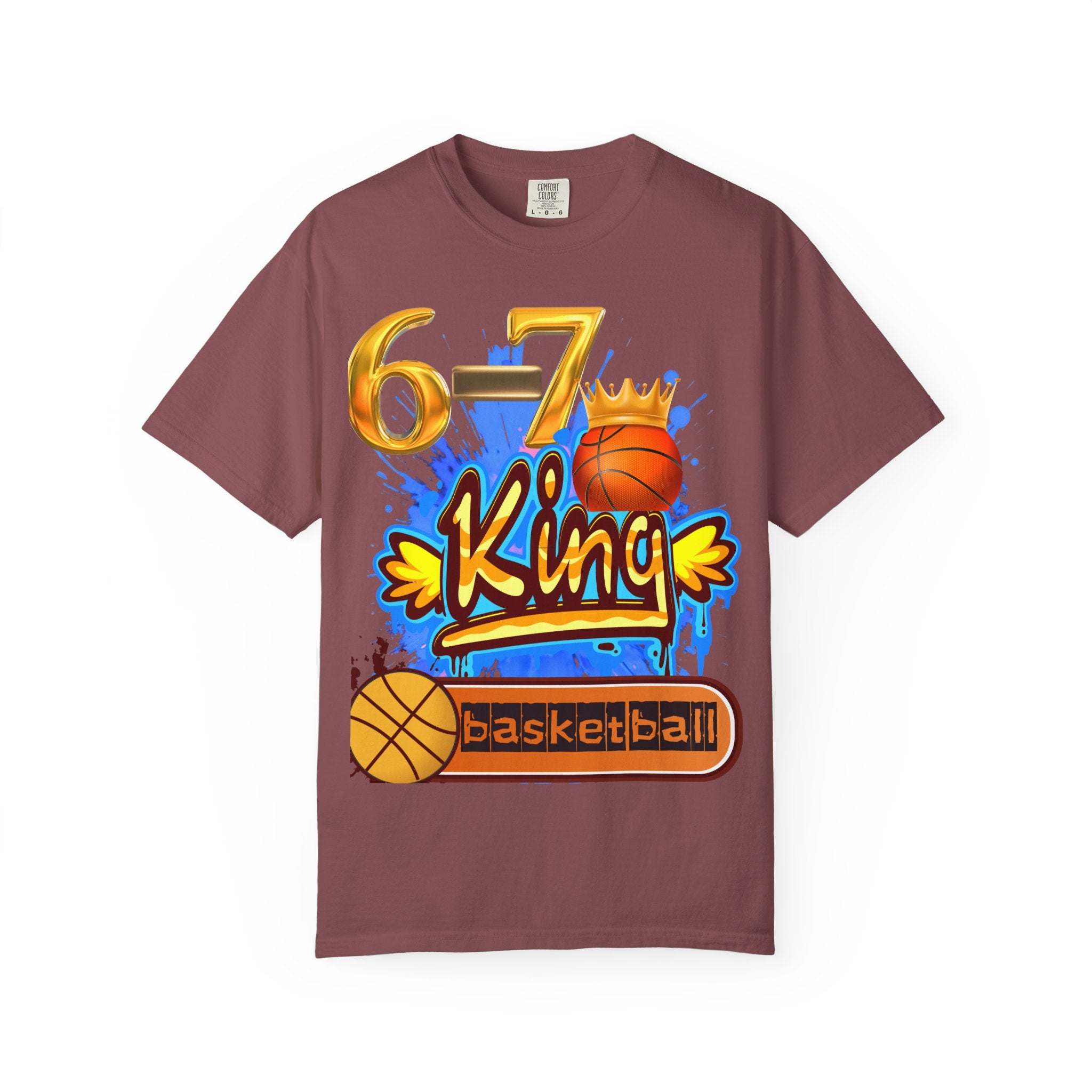 6-7 King Basketball Street Royal DesignBasketball King T-shirt - 6'7" Unisex Garment-Dyed Tee