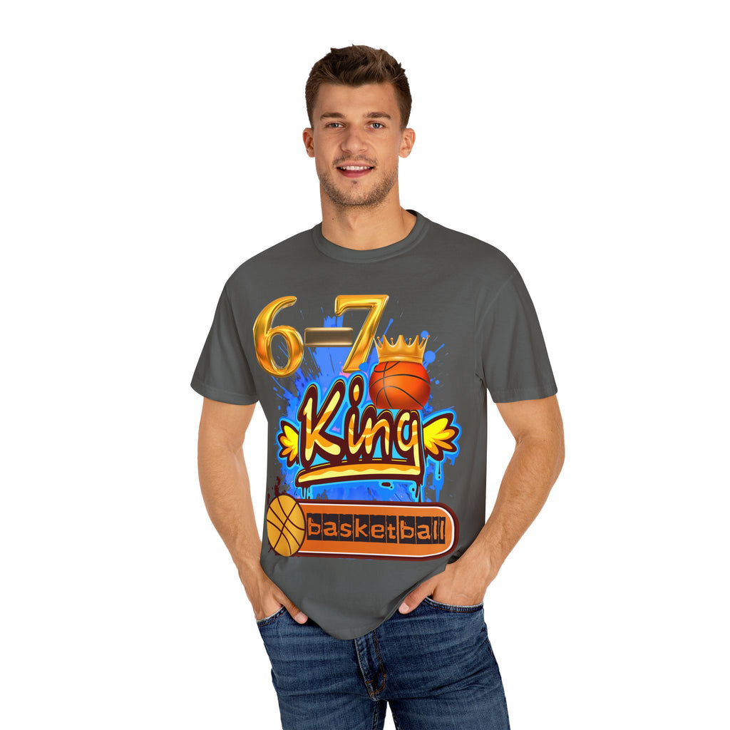 6-7 King Basketball Street Royal DesignBasketball King T-shirt - 6'7" Unisex Garment-Dyed Tee