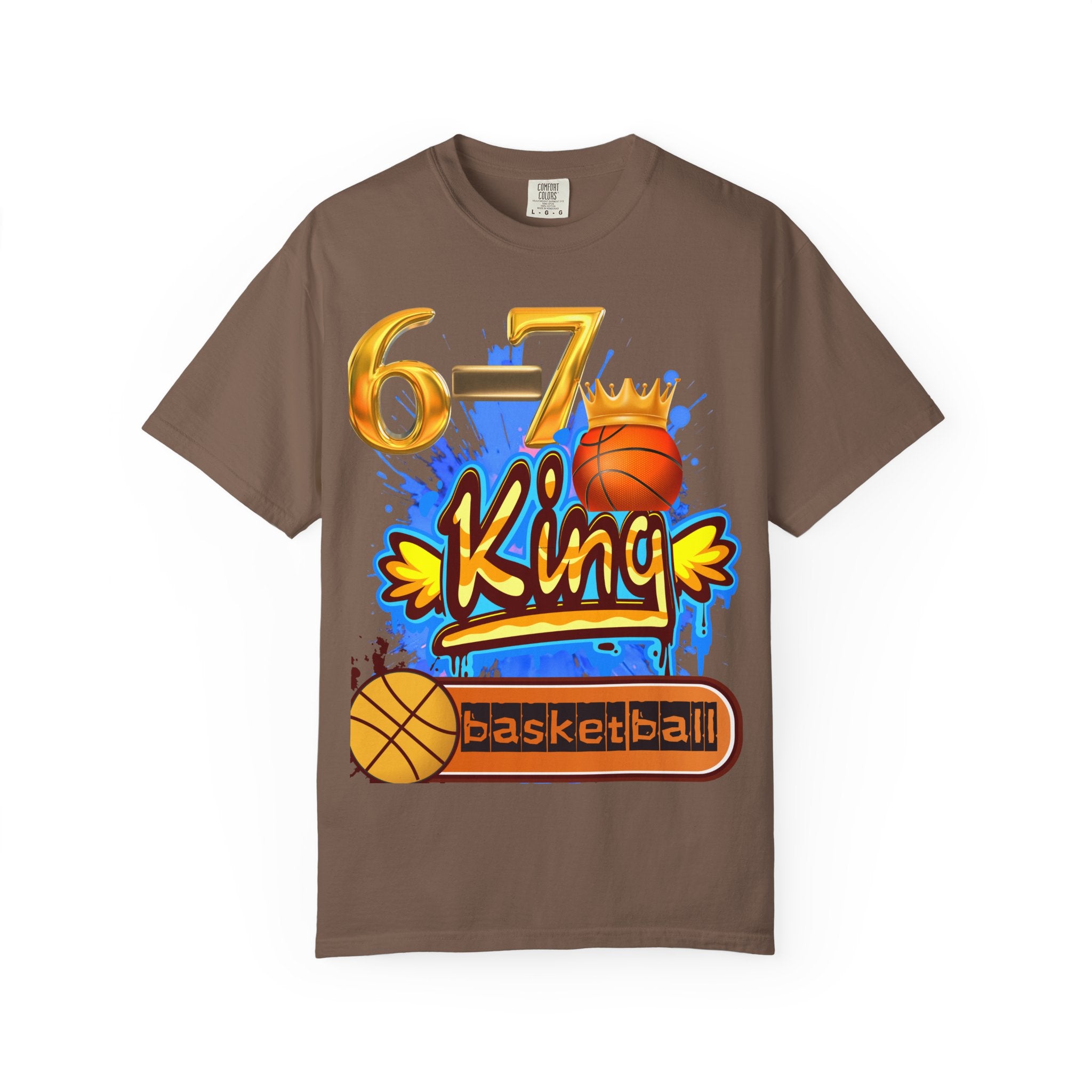 6-7 King Basketball Street Royal DesignBasketball King T-shirt - 6'7" Unisex Garment-Dyed Tee