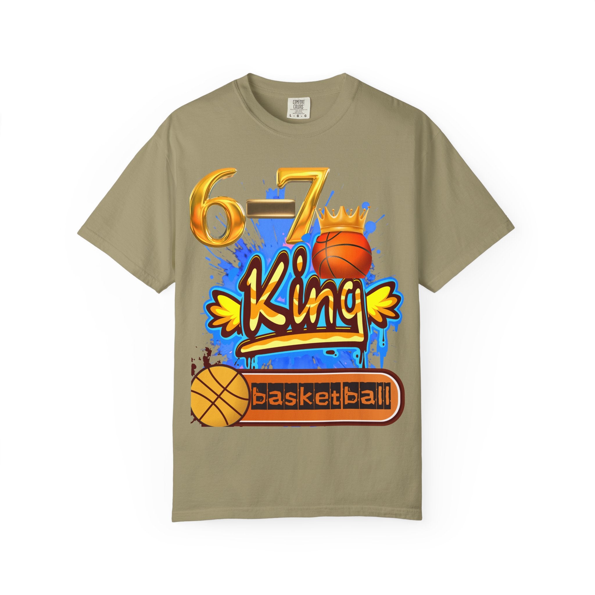 6-7 King Basketball Street Royal DesignBasketball King T-shirt - 6'7" Unisex Garment-Dyed Tee