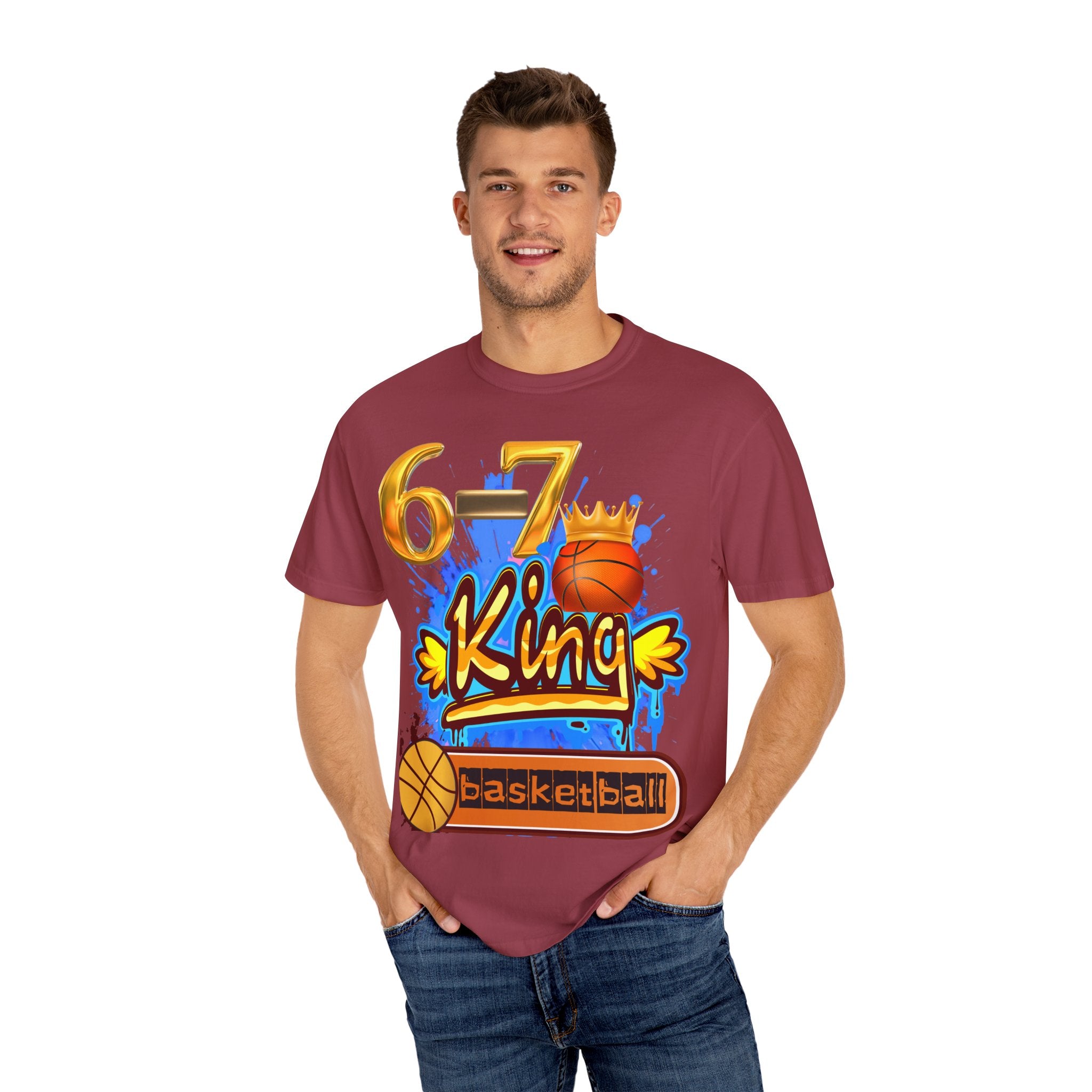 6-7 King Basketball Street Royal DesignBasketball King T-shirt - 6'7" Unisex Garment-Dyed Tee