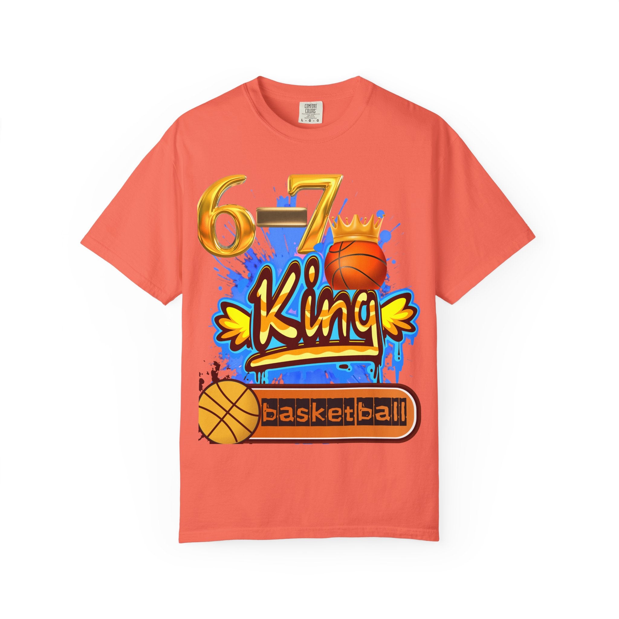 6-7 King Basketball Street Royal DesignBasketball King T-shirt - 6'7" Unisex Garment-Dyed Tee
