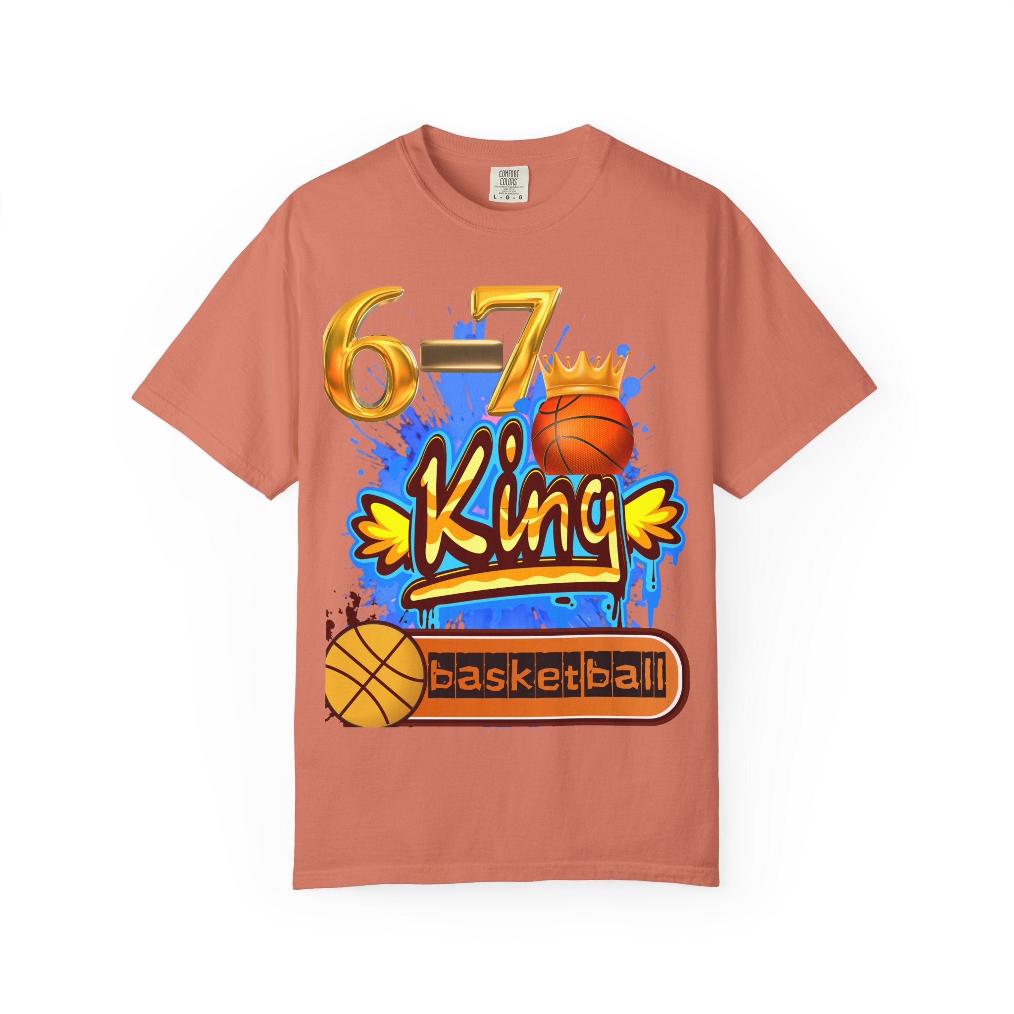 6-7 King Basketball Street Royal DesignBasketball King T-shirt - 6'7" Unisex Garment-Dyed Tee
