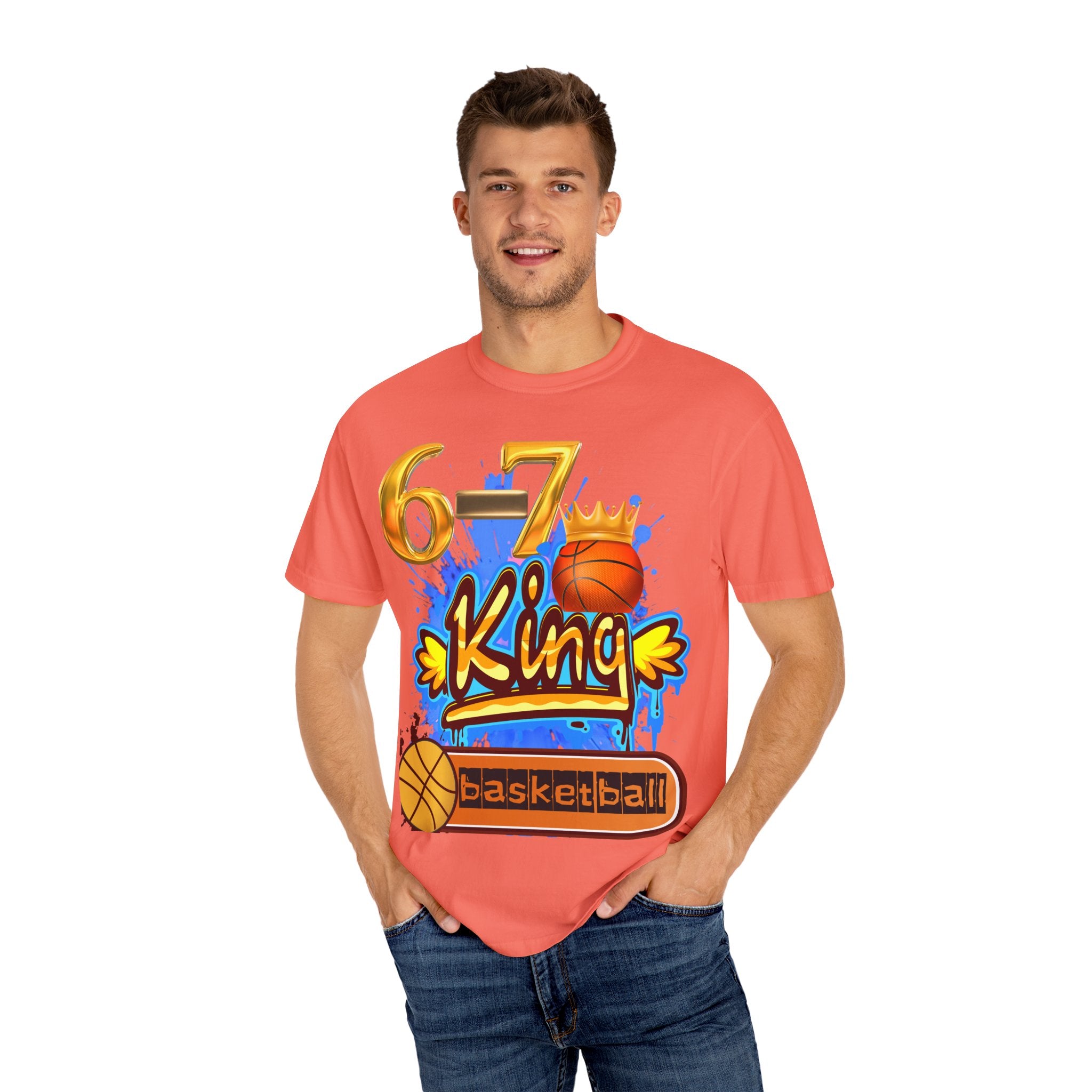 6-7 King Basketball Street Royal DesignBasketball King T-shirt - 6'7" Unisex Garment-Dyed Tee