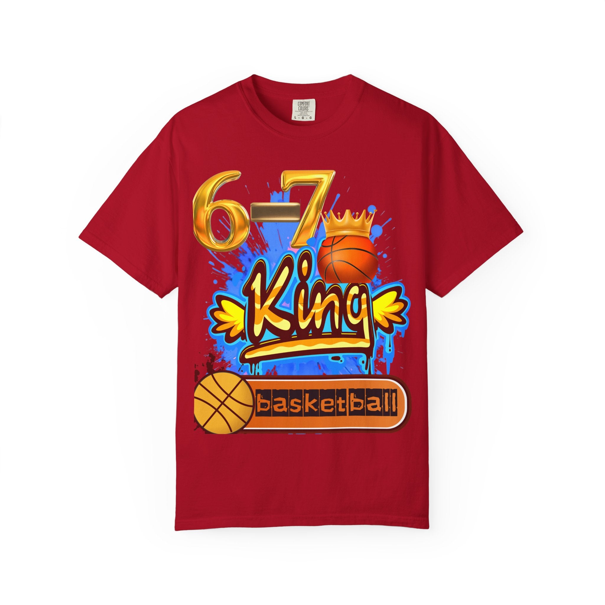 6-7 King Basketball Street Royal DesignBasketball King T-shirt - 6'7" Unisex Garment-Dyed Tee