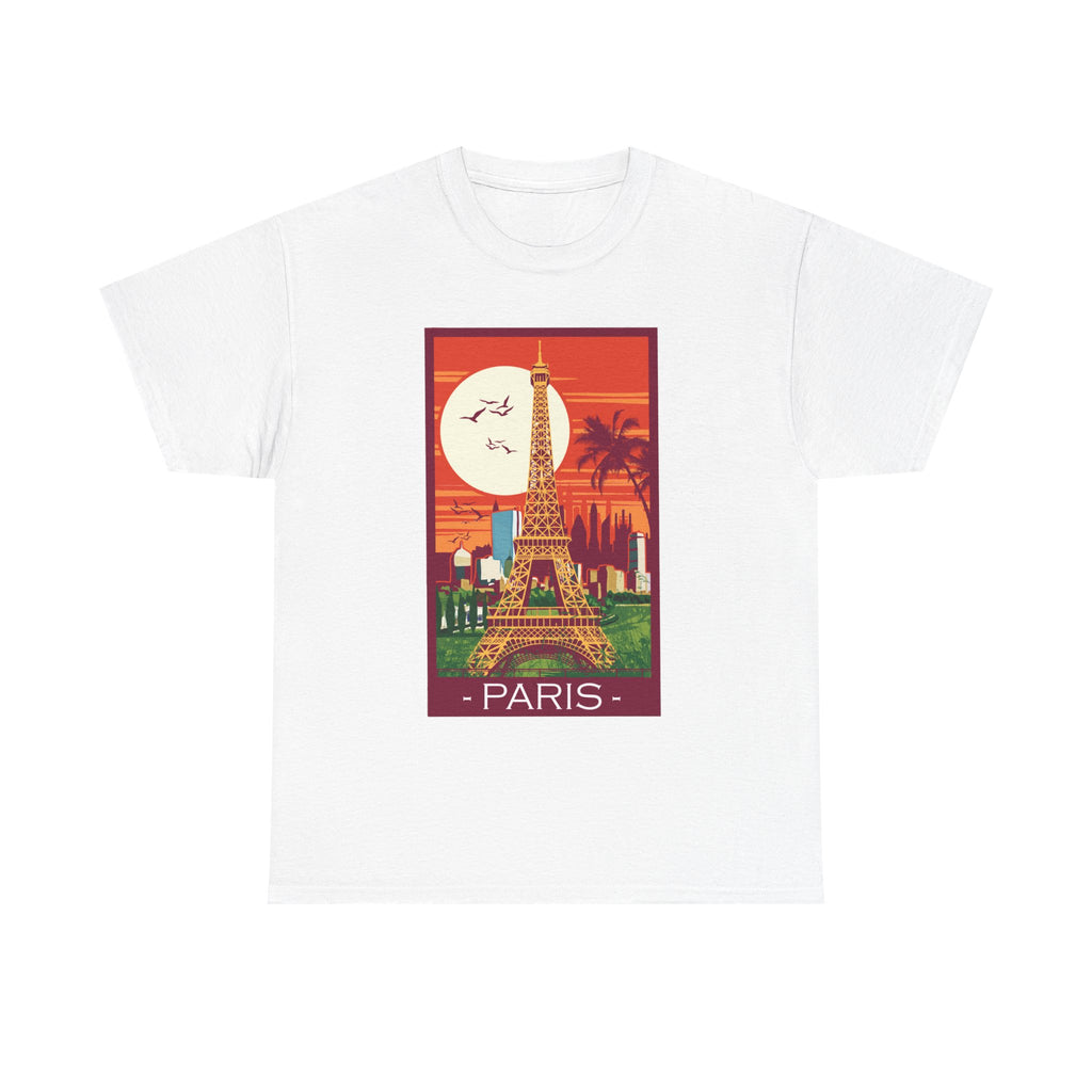 Retro Paris Graphic Tee, Unisex Cotton Tee, Vintage Cityscape Shirt, Travel Lover Gift, Parisian Style Top