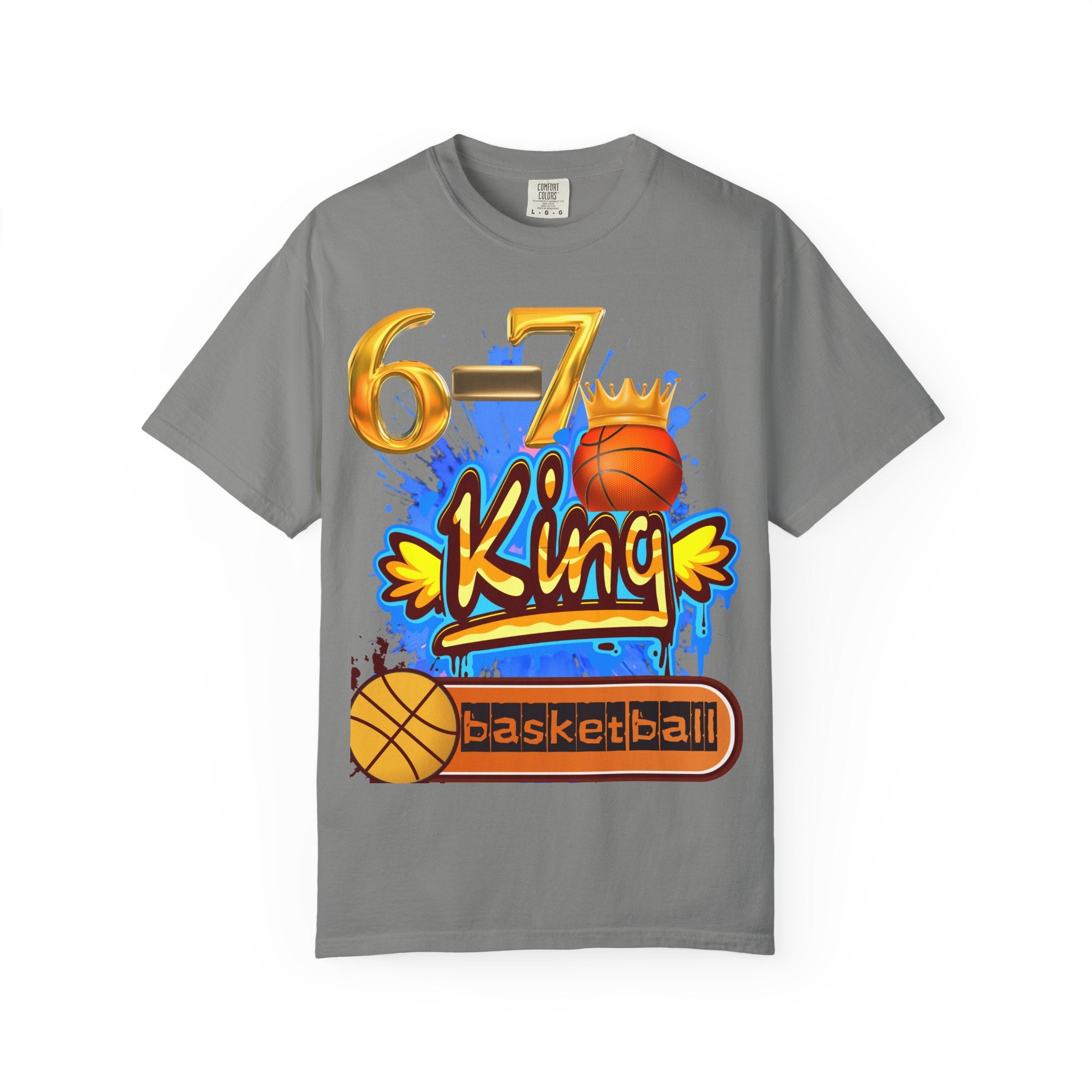6-7 King Basketball Street Royal DesignBasketball King T-shirt - 6'7" Unisex Garment-Dyed Tee