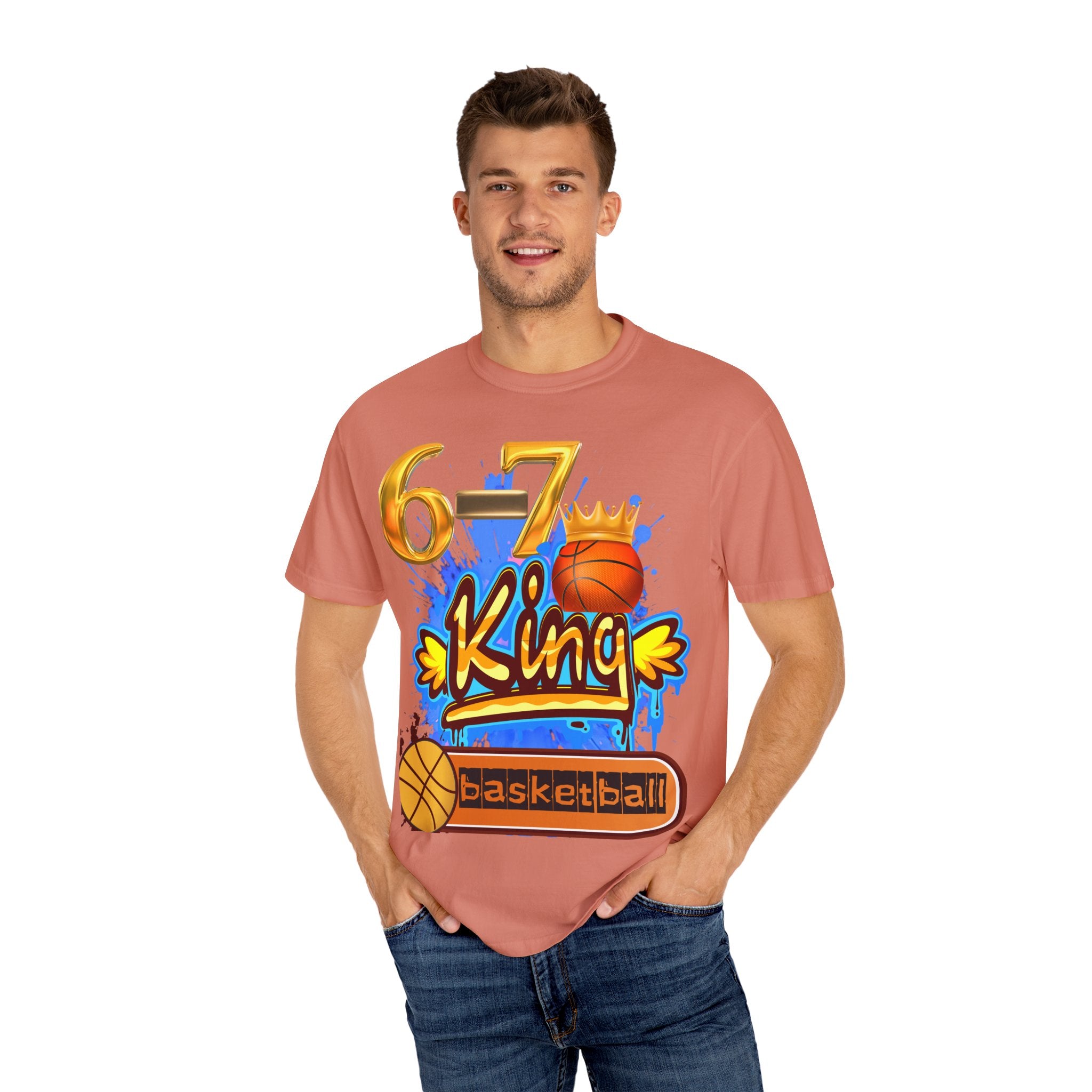 6-7 King Basketball Street Royal DesignBasketball King T-shirt - 6'7" Unisex Garment-Dyed Tee