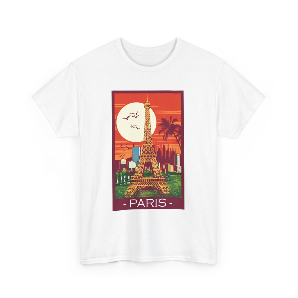 Retro Paris Graphic Tee, Unisex Cotton Tee, Vintage Cityscape Shirt, Travel Lover Gift, Parisian Style Top