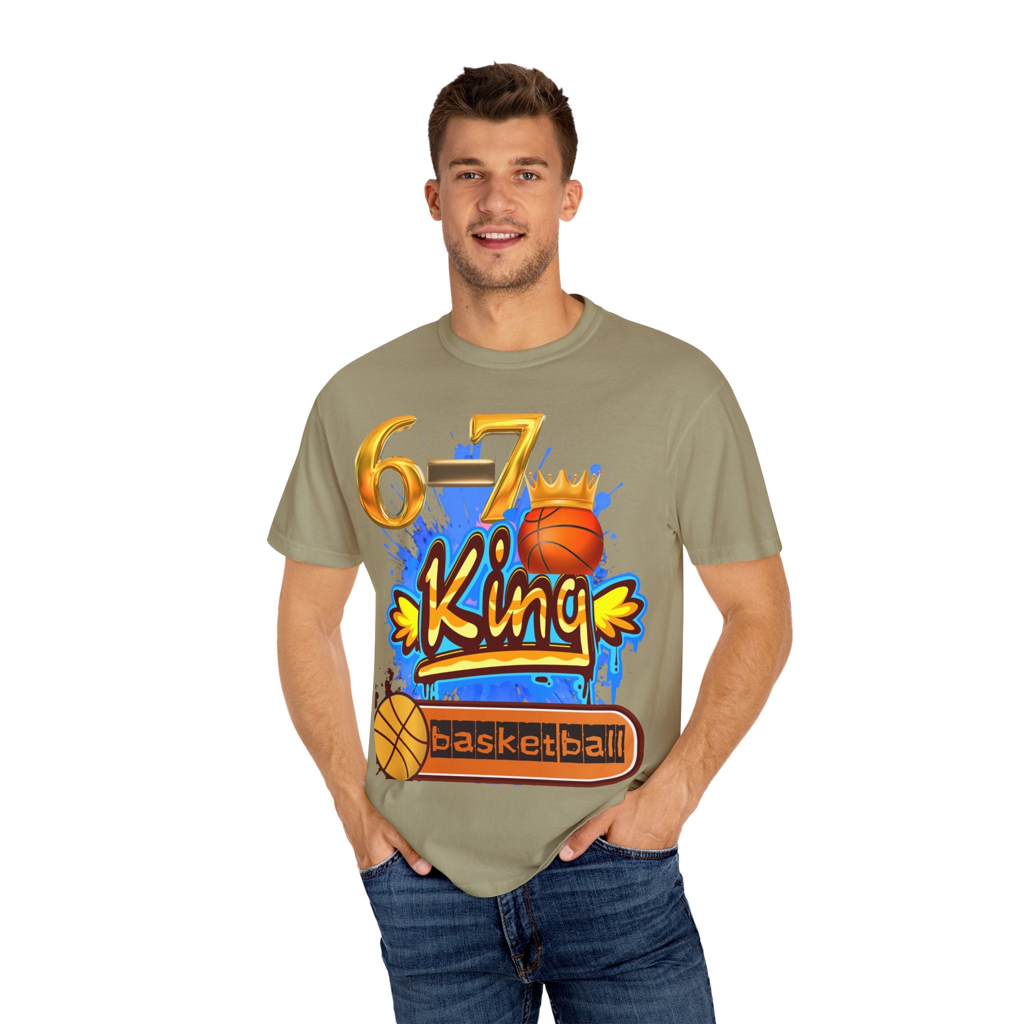 6-7 King Basketball Street Royal DesignBasketball King T-shirt - 6'7" Unisex Garment-Dyed Tee