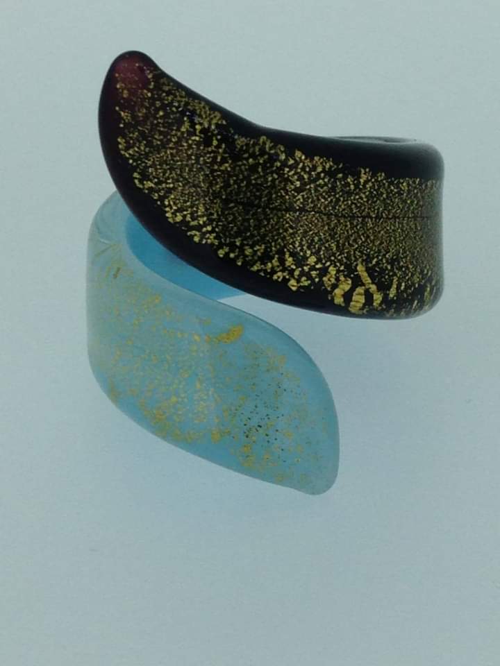 Murano glass ring snake